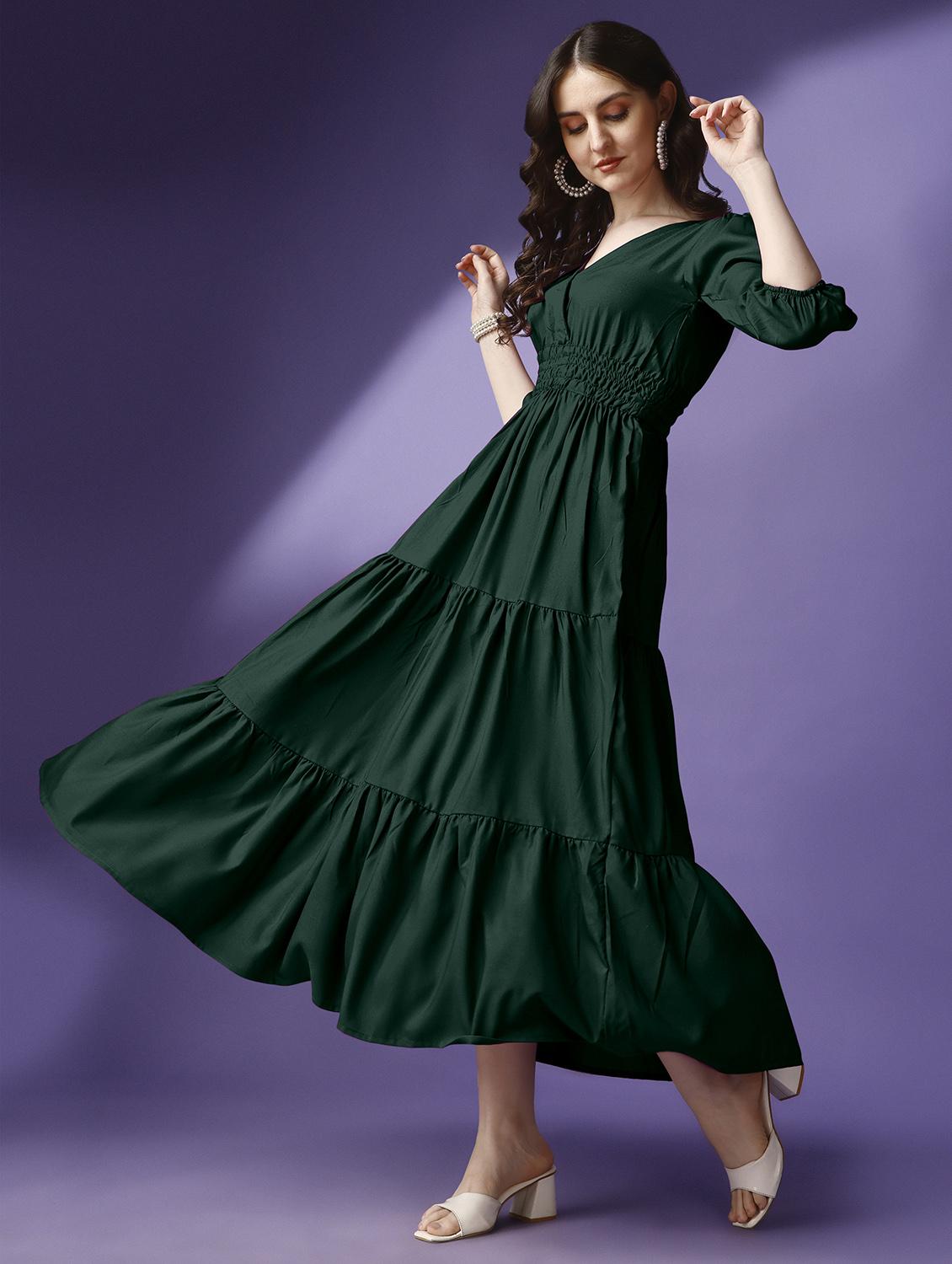 women solid tiered dress - 21287600 - Standard Image - 1