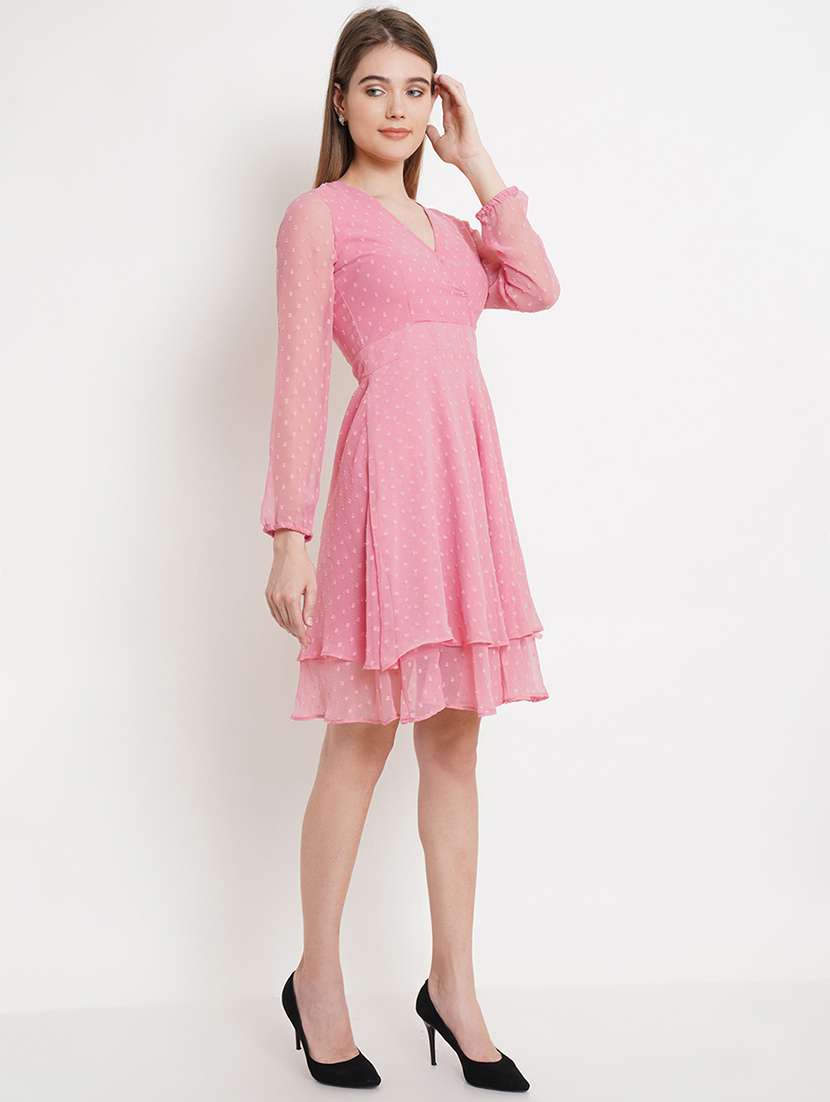 women self designed overlap neck layered dress - 21288156 -  Standard Image - 1