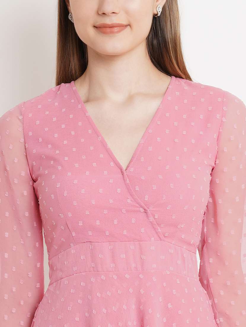 women self designed overlap neck layered dress - 21288156 -  Standard Image - 4