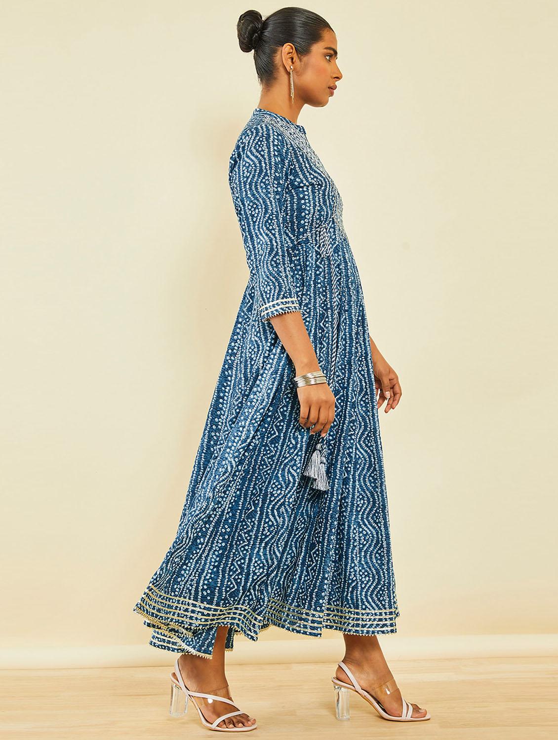 women blue cotton a-line kurta - 21288194 -  Standard Image - 1