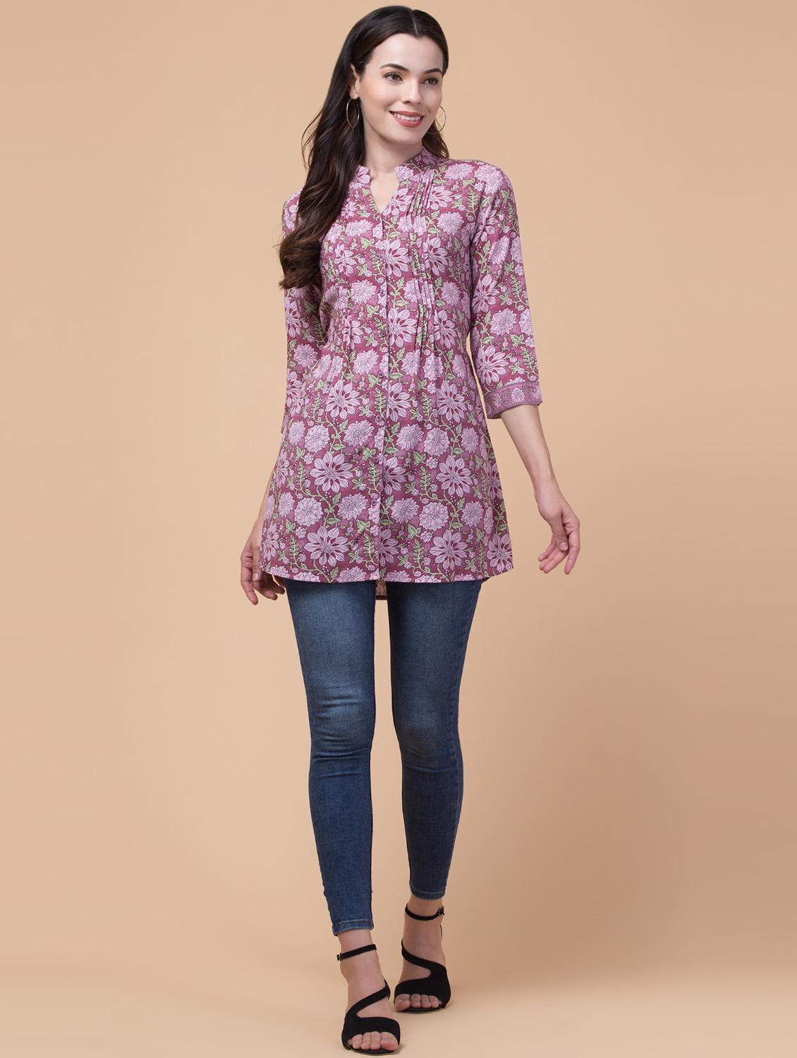 women purple rayon regular tunic - 21288271 - Standard Image - 4