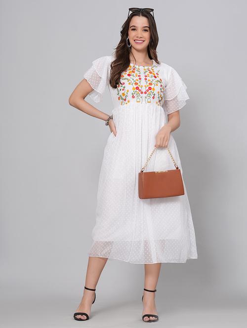 embroidered fit & flare dress - 21288408 -  Standard Image - 0