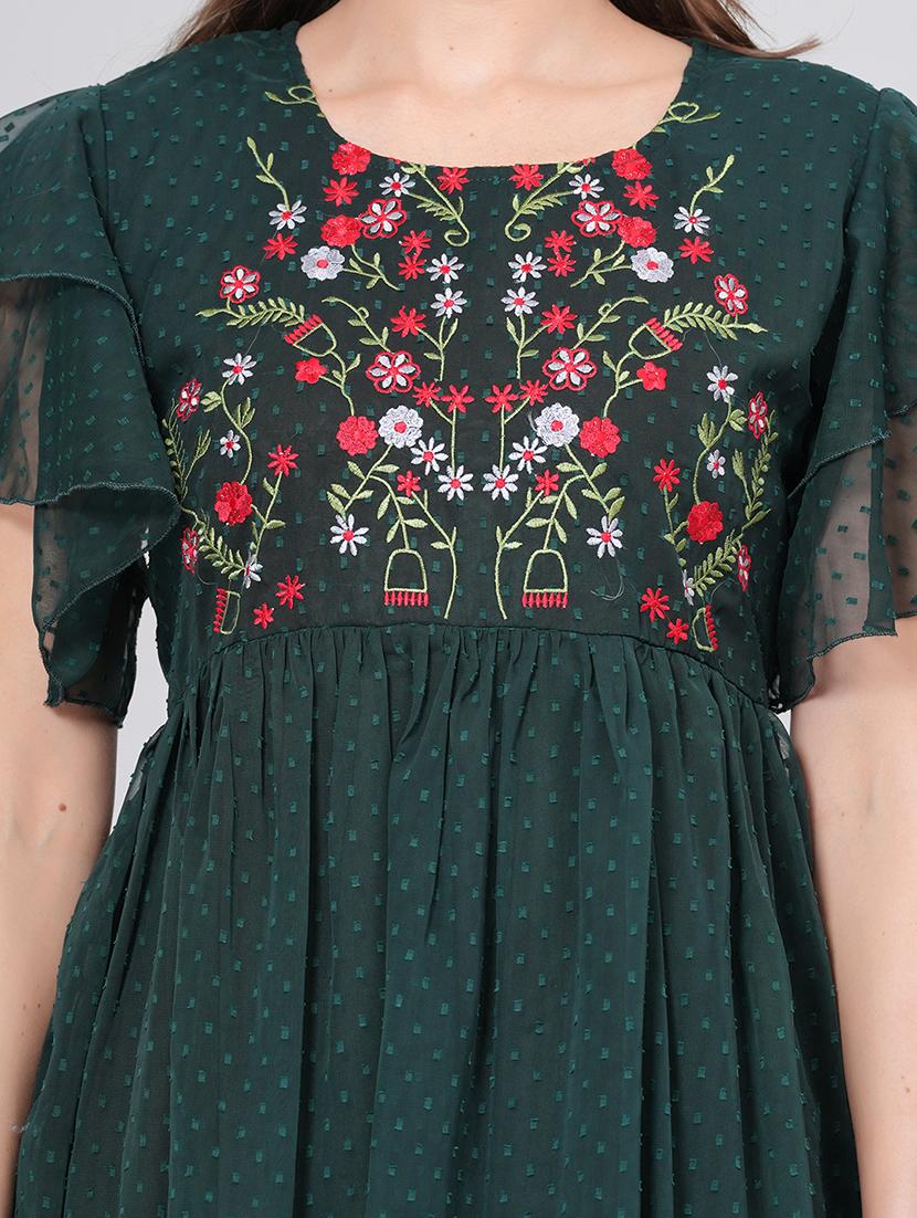 embroidered fit & flare dress - 21288411 - Standard Image - 4