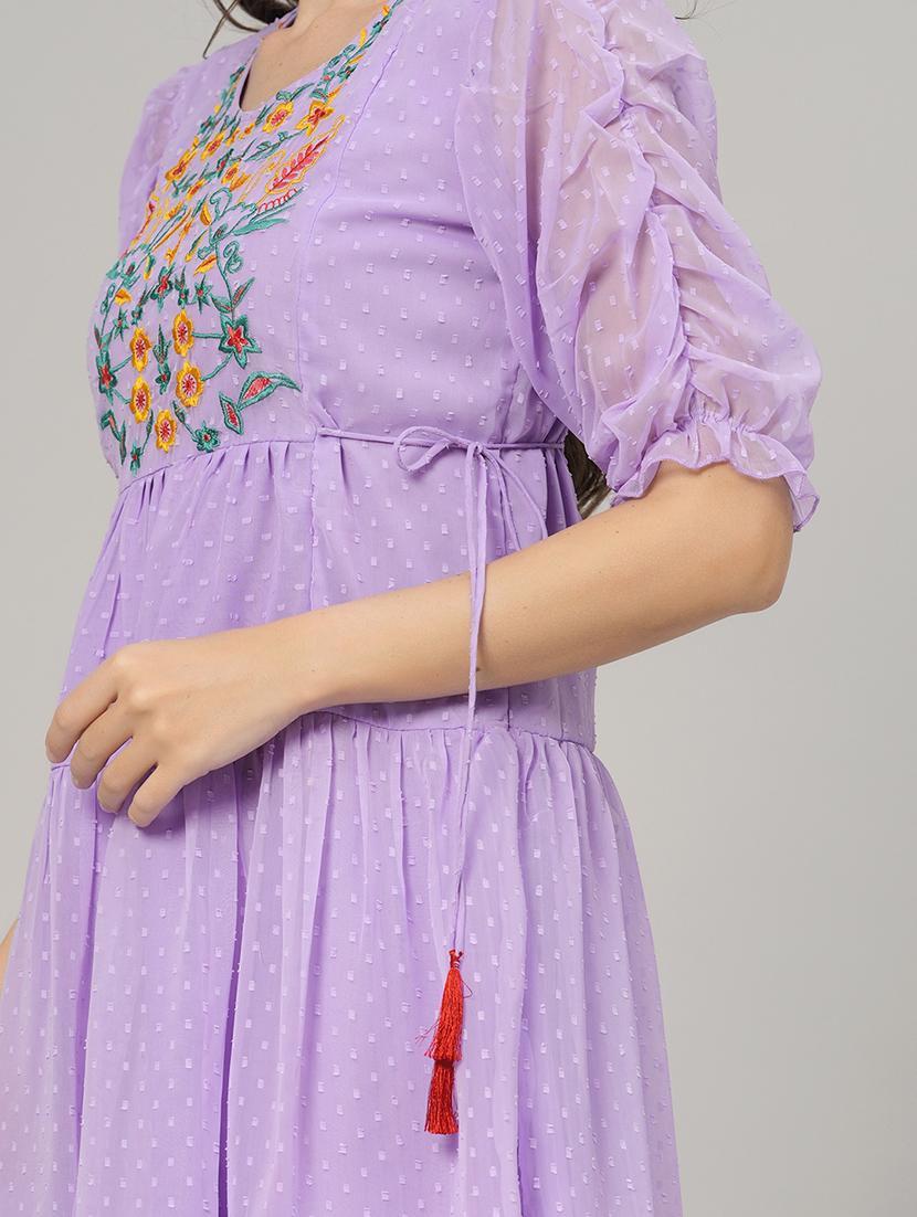 embroidered tiered fit & flare dress - 21288418 - Standard Image - 4