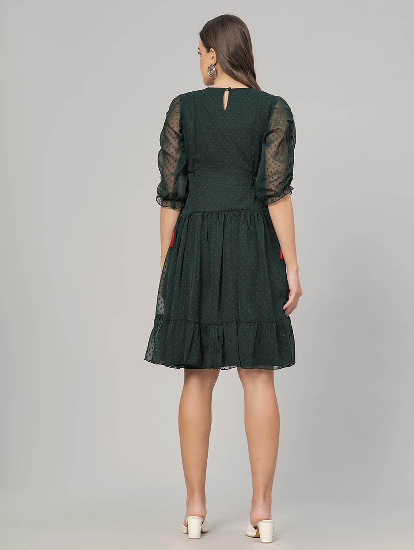 embroidered tiered fit & flare dress - 21288420 - Standard Image - 4