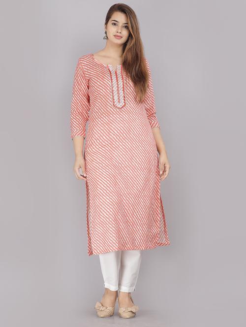 women orange cotton straight kurta - 21288710 -  Standard Image - 0