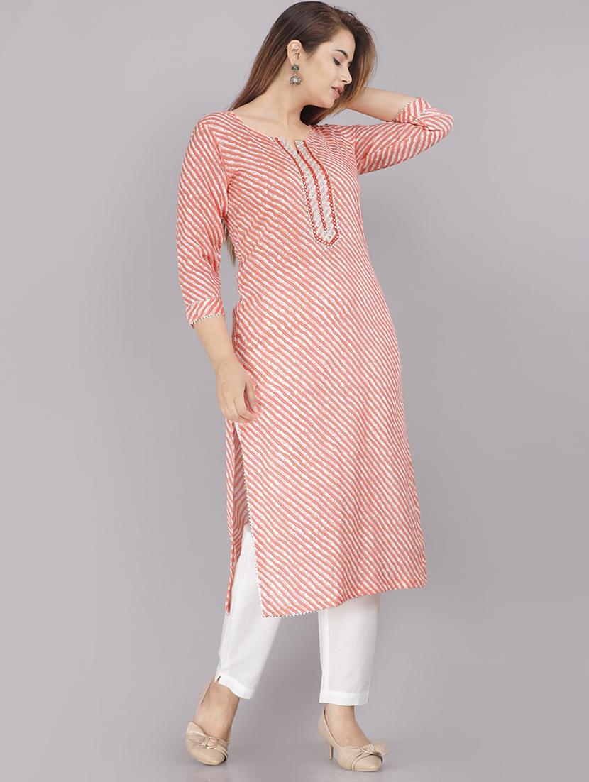 women orange cotton straight kurta - 21288710 - Standard Image - 1