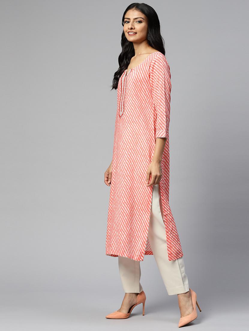 women three quarter sleeve straight kurta - 21288712 - Standard Image - 1