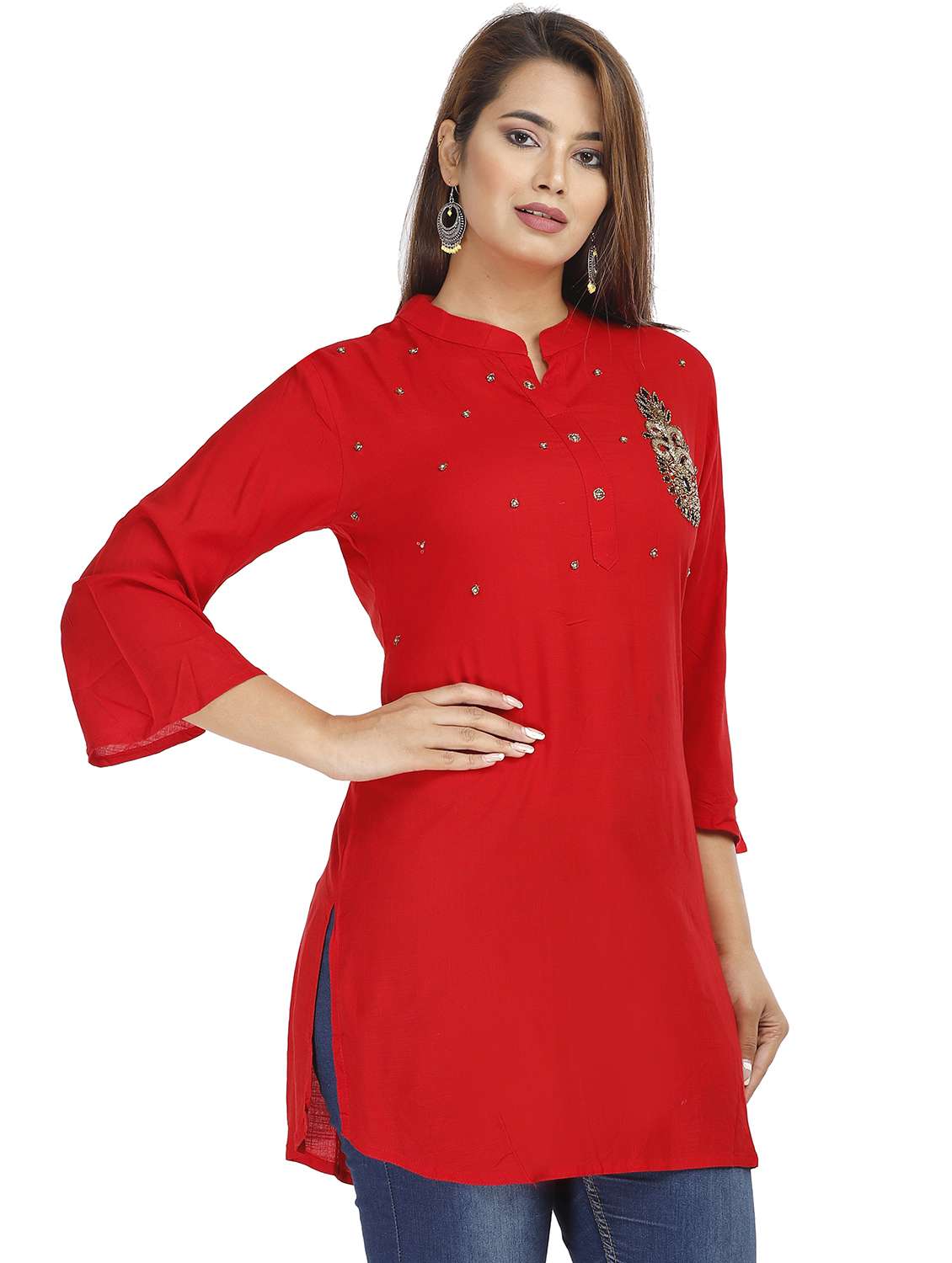 women red viscose straight kurta - 21288798 -  Standard Image - 1