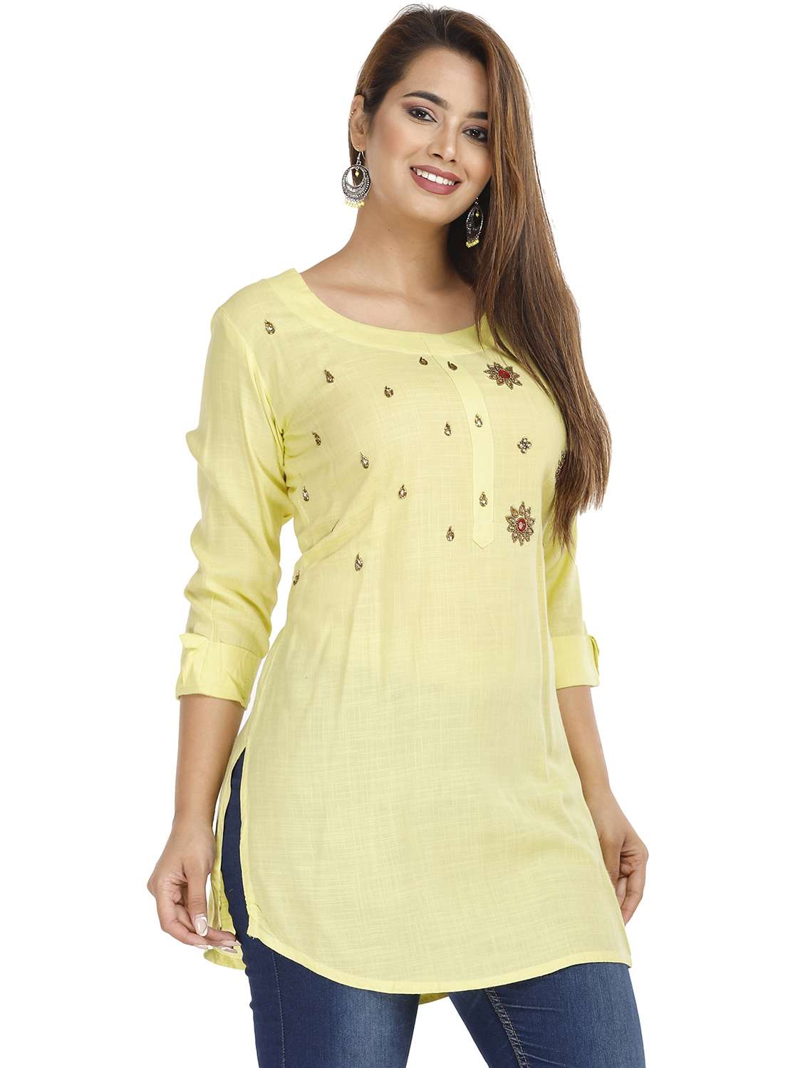 women yellow viscose straight kurta - 21288808 -  Standard Image - 1