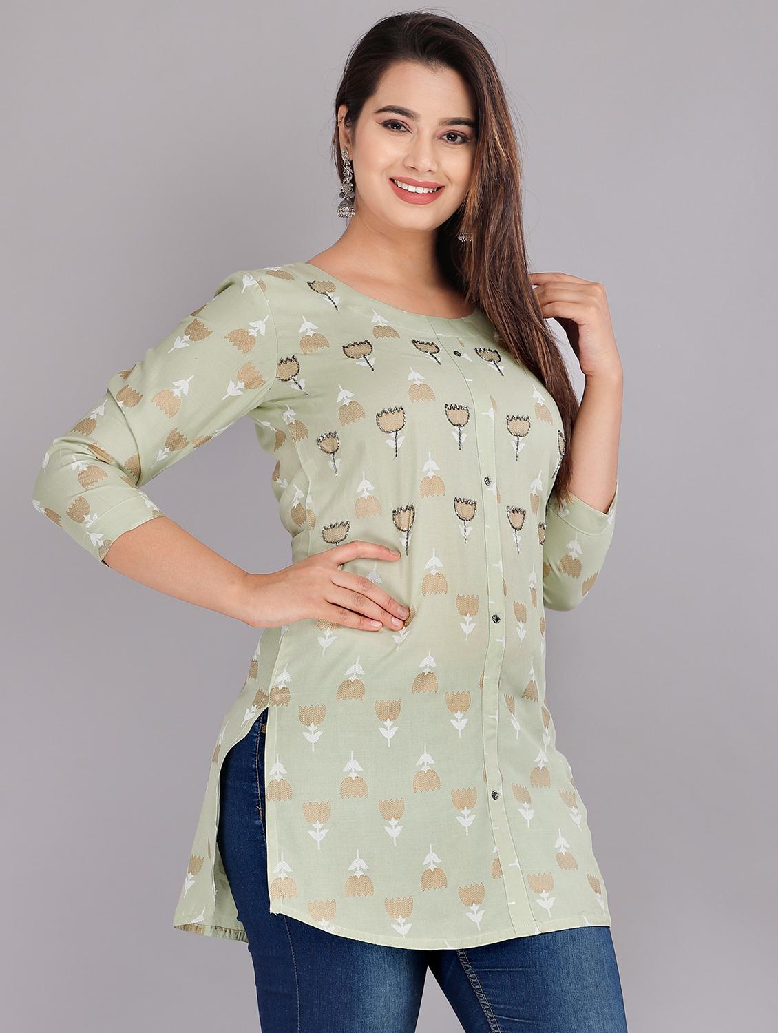 women neo mint viscose straight kurta - 21288827 -  Standard Image - 1