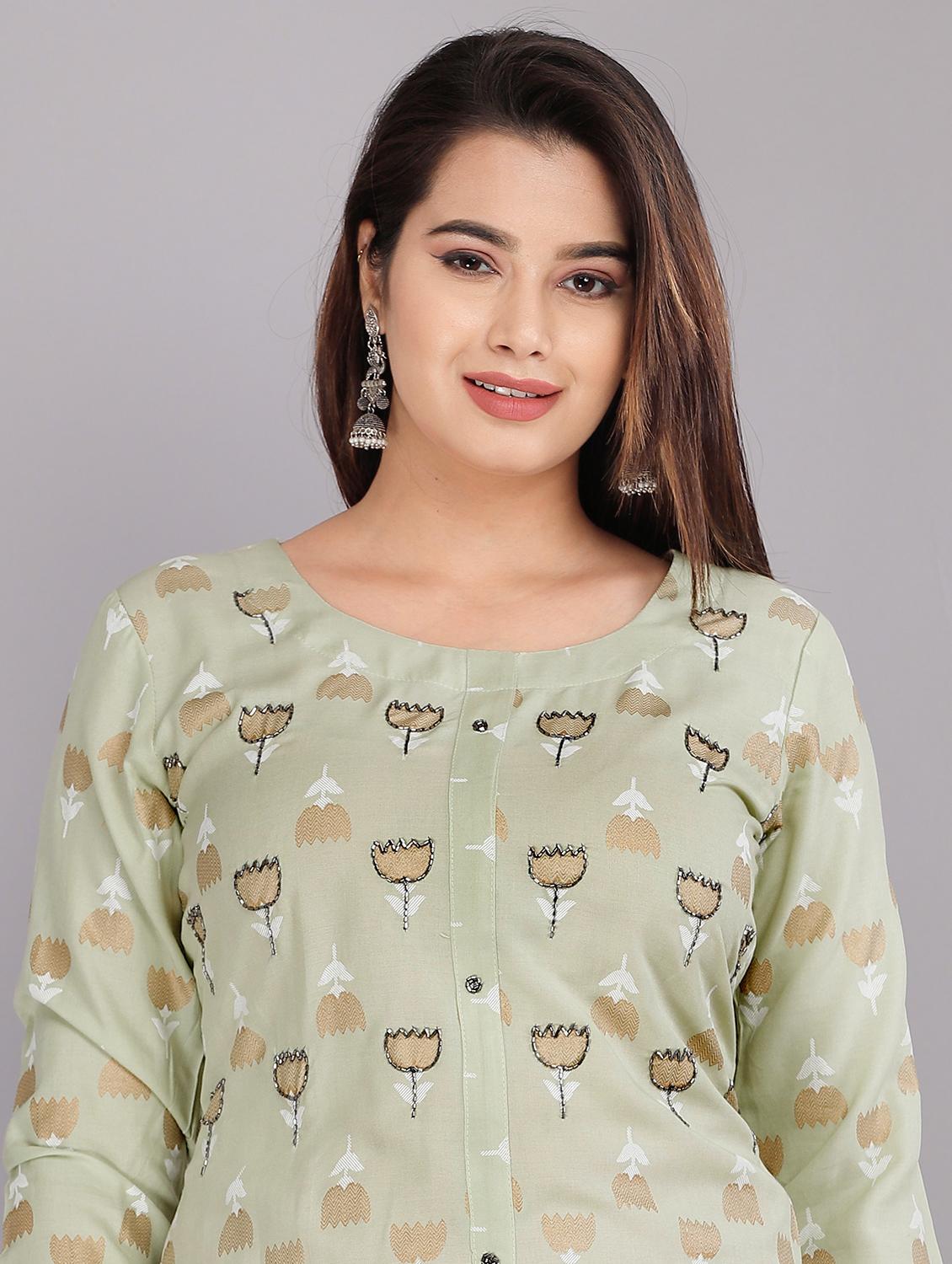 women neo mint viscose straight kurta - 21288827 - Standard Image - 4