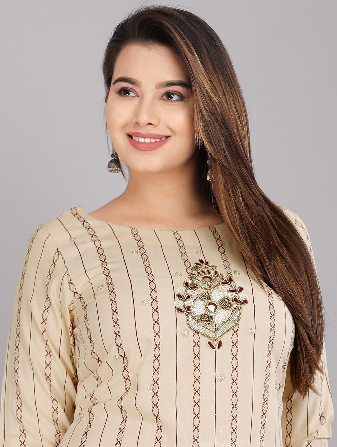 women beige viscose straight kurta - 21288828 - Standard Image - 4