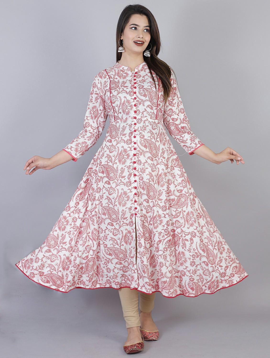women white viscose anarkali kurta