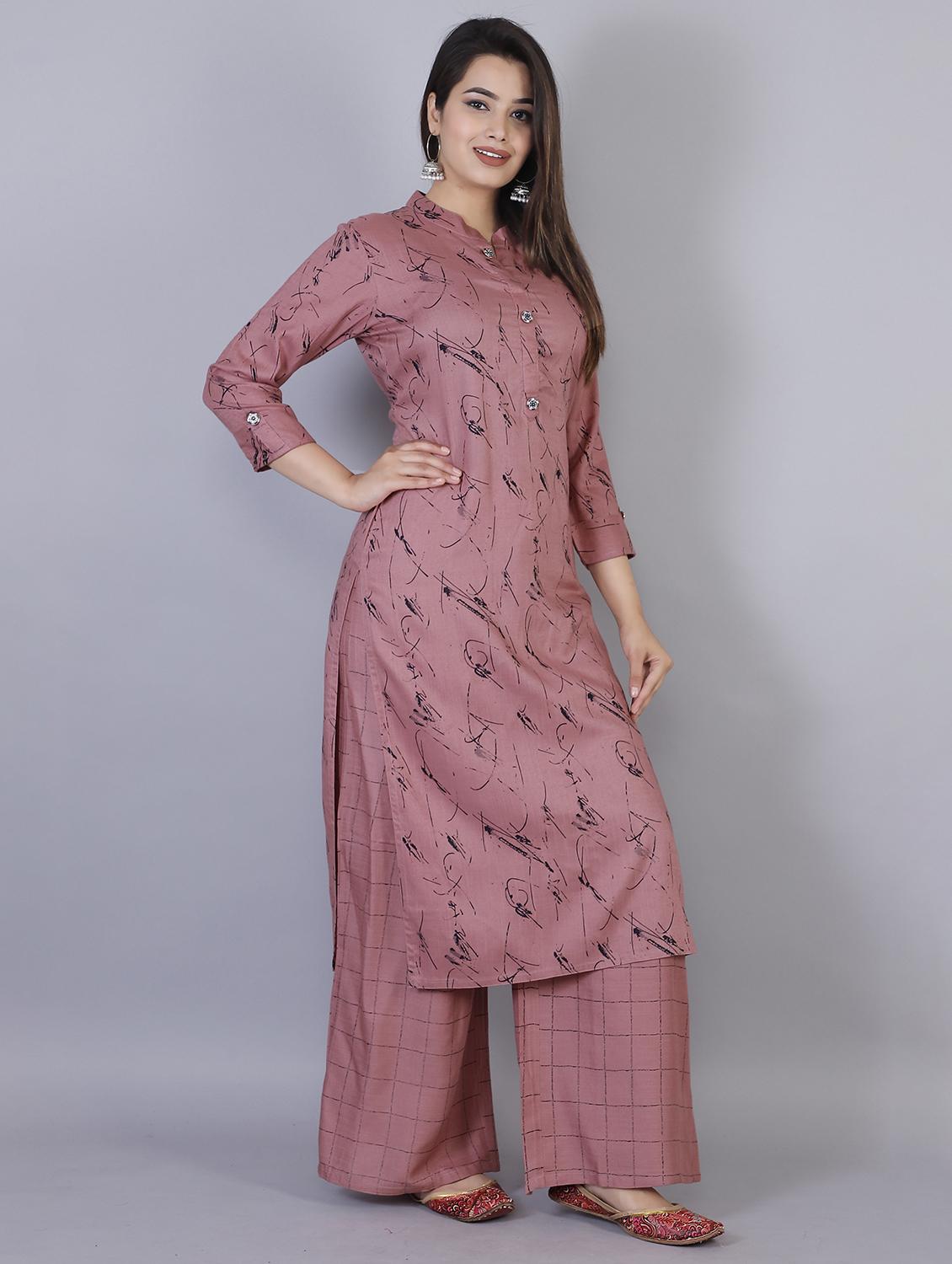 women three quarter sleeve kurta palazzo set  - 21288866 -  Standard Image - 1
