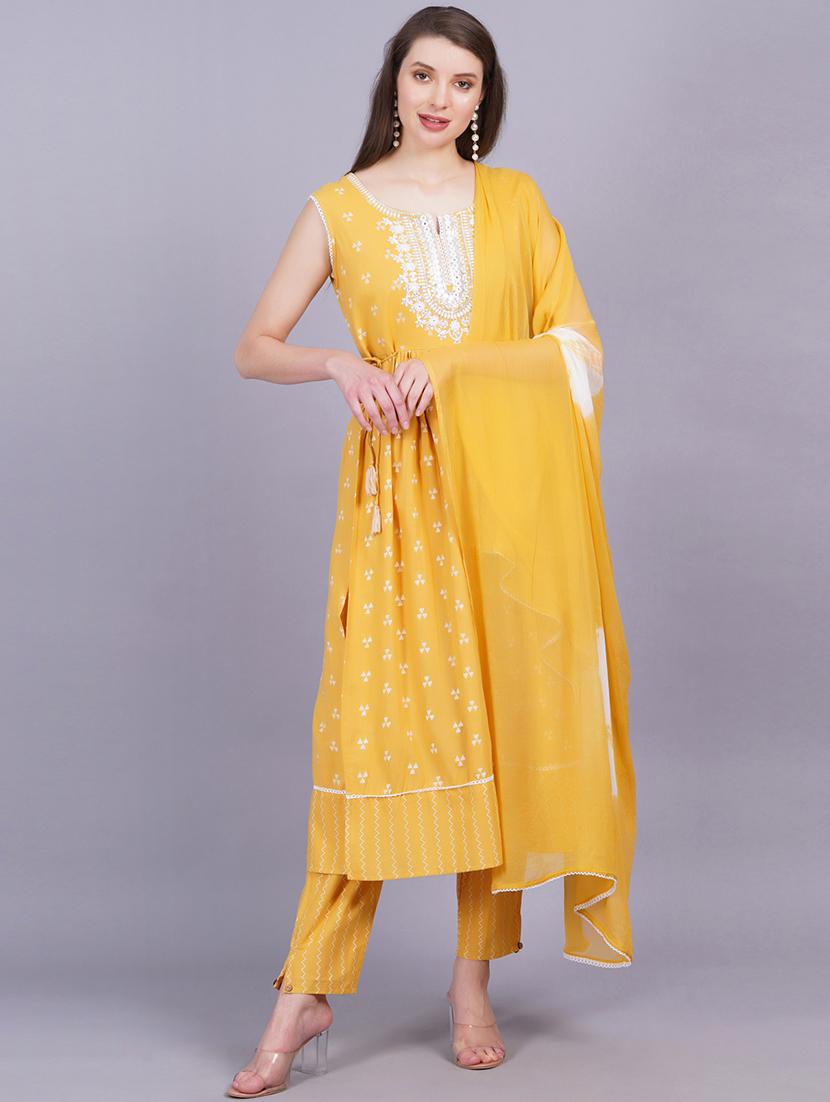 women yellow kurta pant set with dupatta - 21288946 - Standard Image - 1