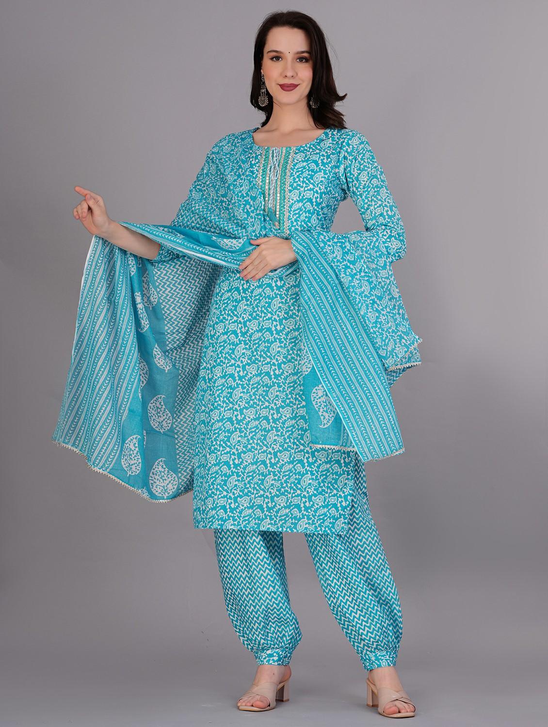 women light blue kurta salwar set with dupatta - 21289043 - Standard Image - 1