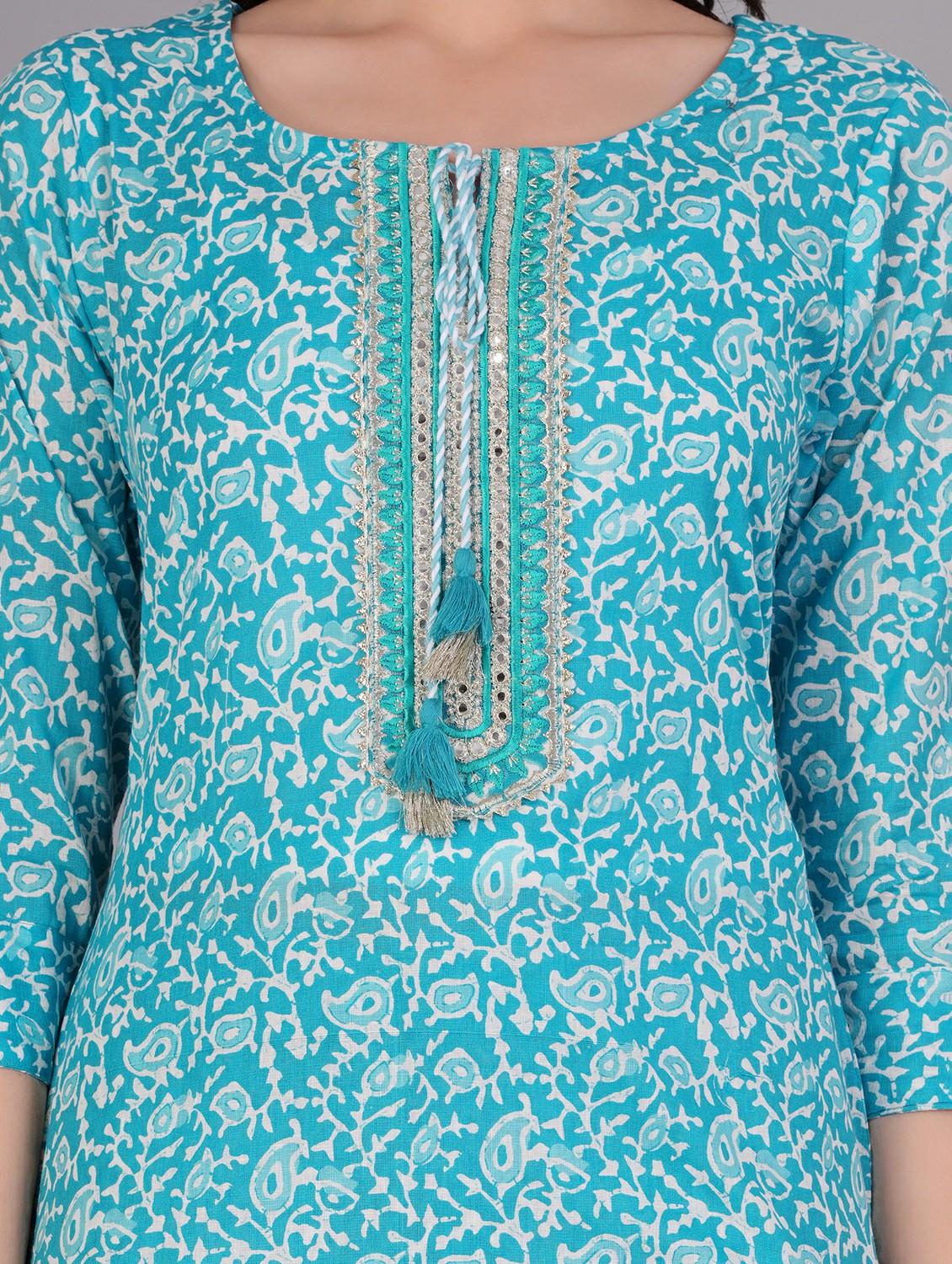 women light blue kurta salwar set with dupatta - 21289043 - Standard Image - 4