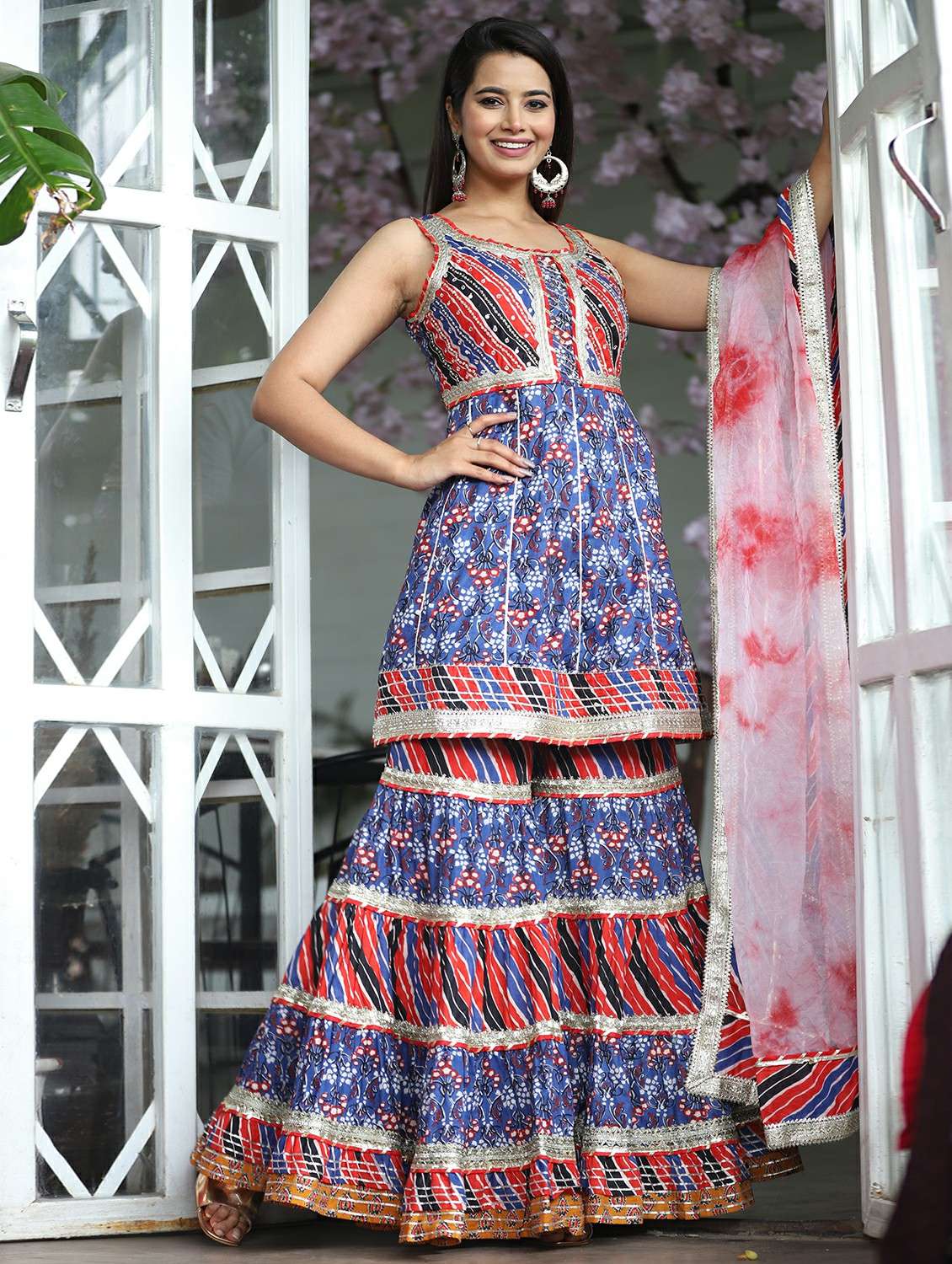 women blue kurta sharara set with dupatta - 21289092 - Standard Image - 1
