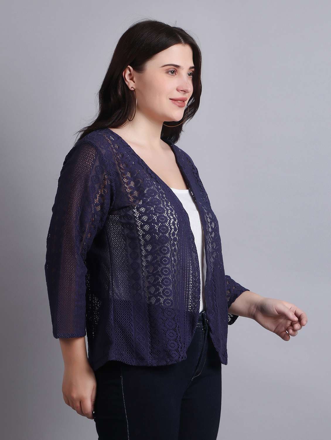 navy blue lace regular shrug - 21289590 -  Standard Image - 1