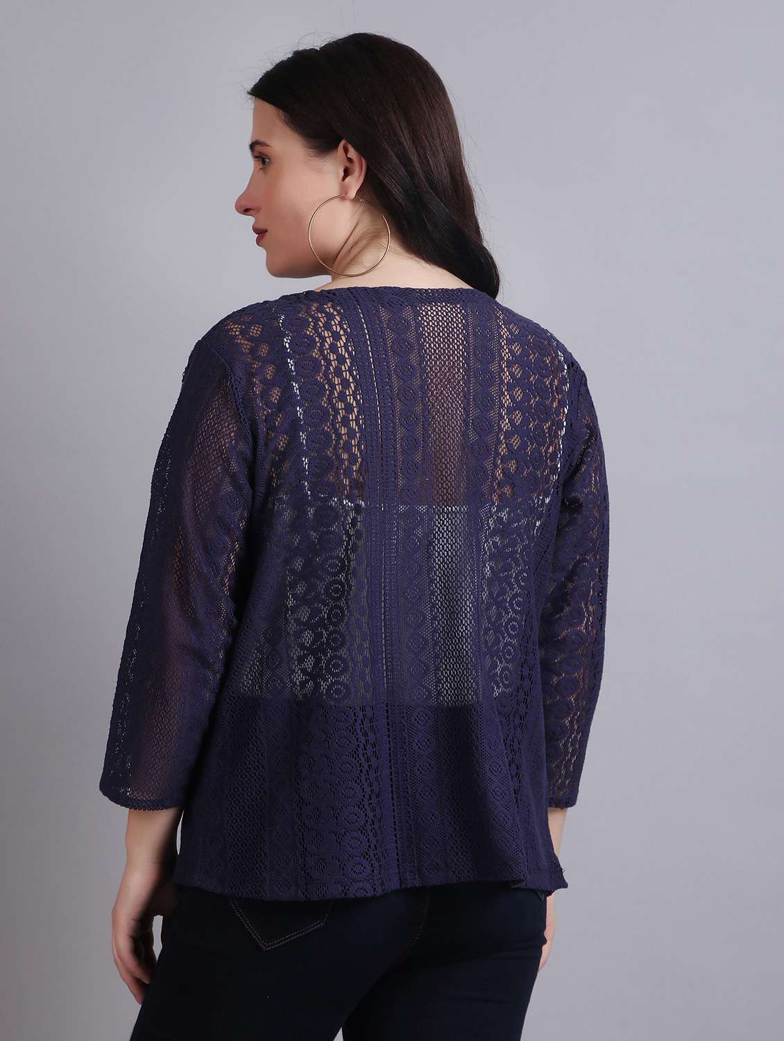 navy blue lace regular shrug - 21289590 -  Standard Image - 4