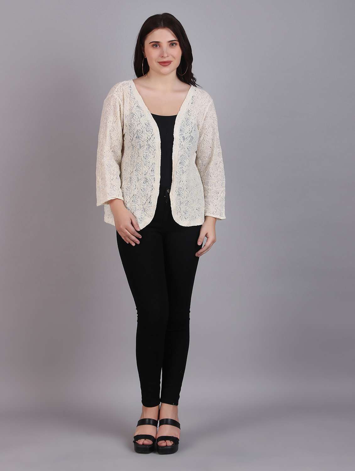 cream lace regular shrug - 21289595 - Standard Image - 4
