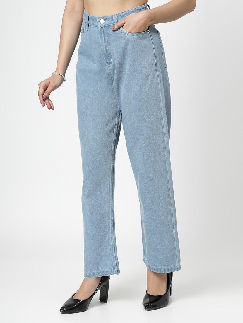light blue cotton straight fit jeans - 21290001 -  Standard Image - 1