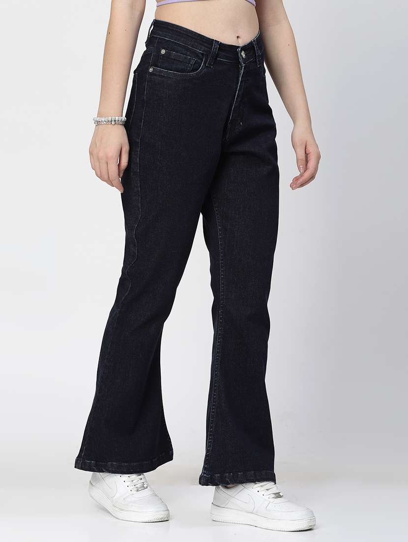 black cotton blend bootcut jeans - 21290002 -  Standard Image - 1