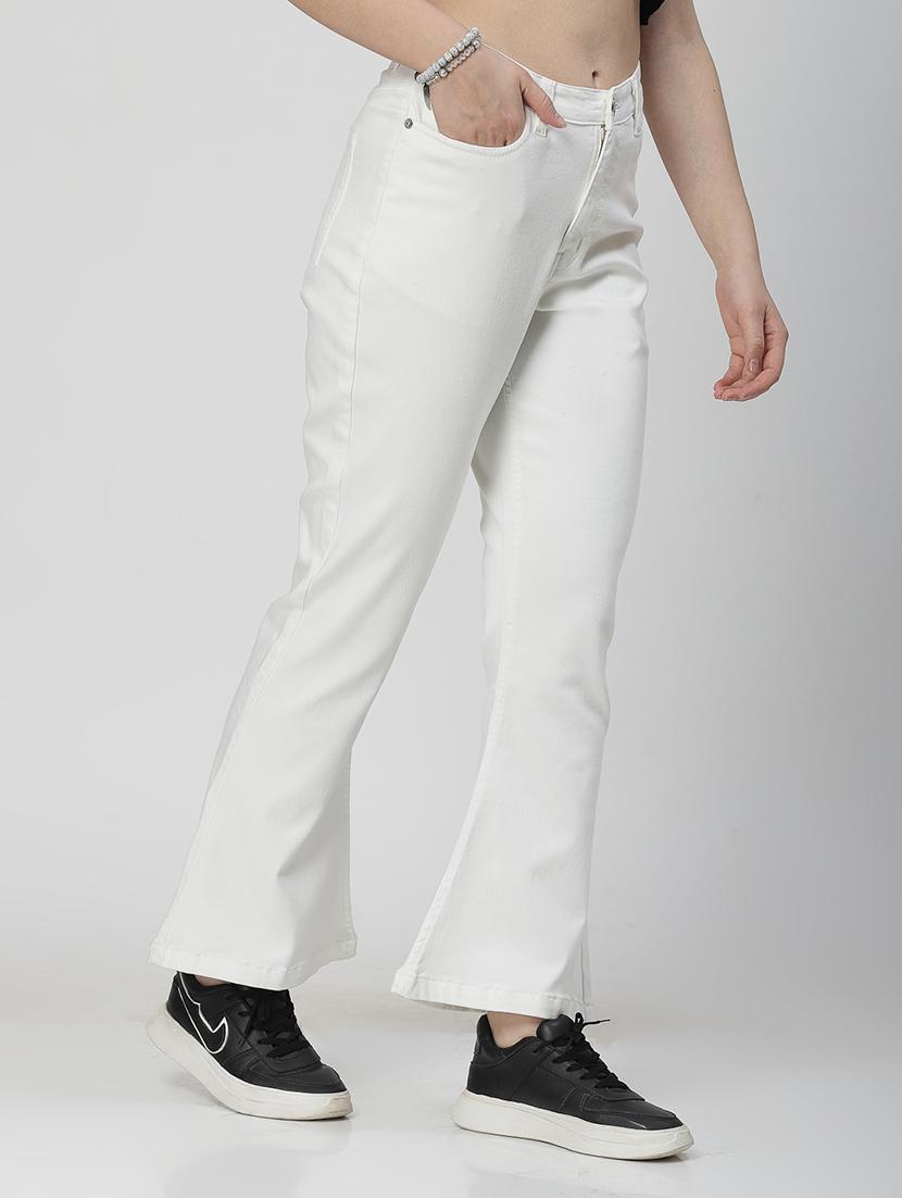 white cotton blend bootcut jeans - 21290004 -  Standard Image - 1