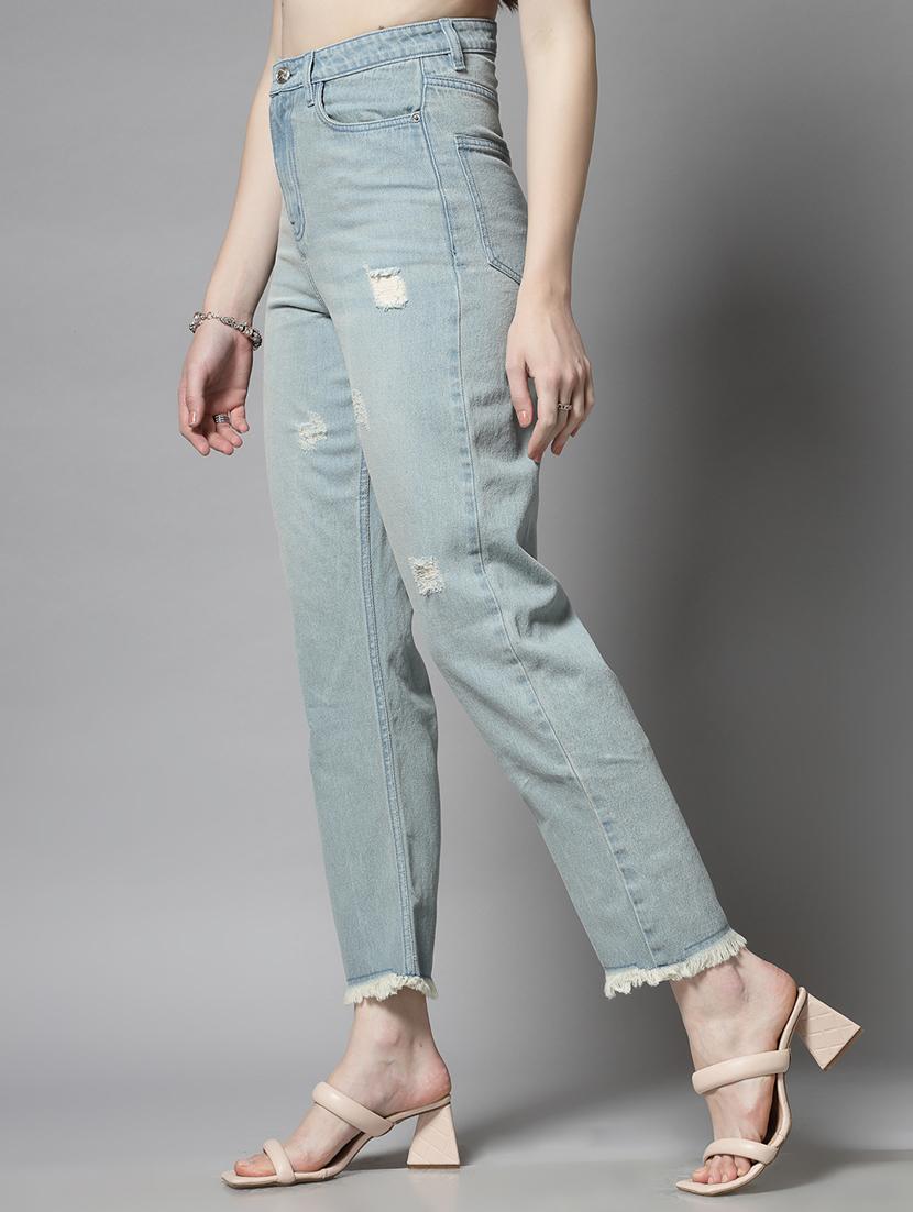 light blue cotton straight fit jeans - 21290007 - Standard Image - 1