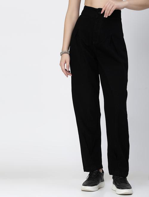 black cotton mom fit jeans - 21290009 - Standard Image - 0