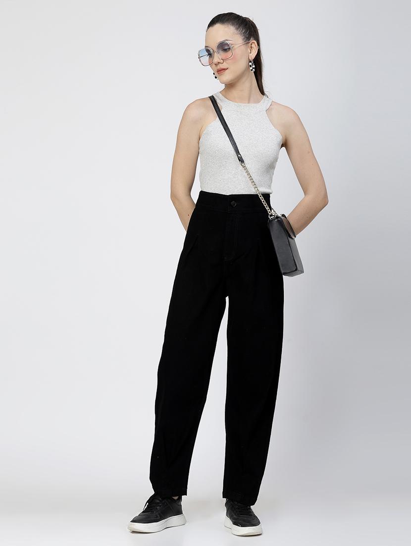 black cotton mom fit jeans - 21290009 - Standard Image - 4