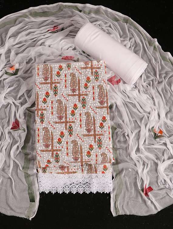women printed unstitched suit set