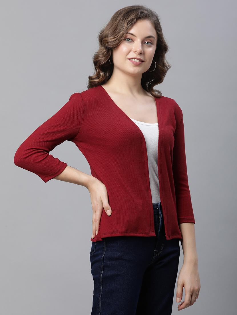 maroon cotton blend shrug - 21290697 - Standard Image - 1