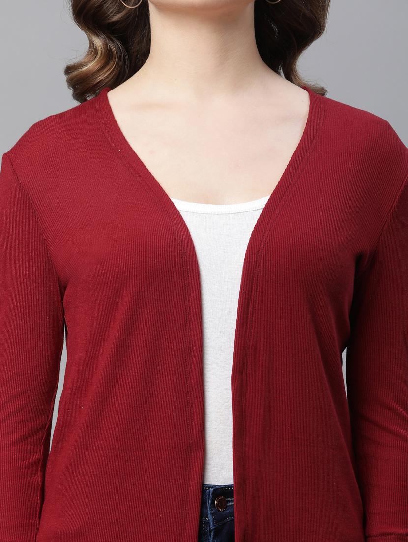 maroon cotton blend shrug - 21290697 - Standard Image - 4