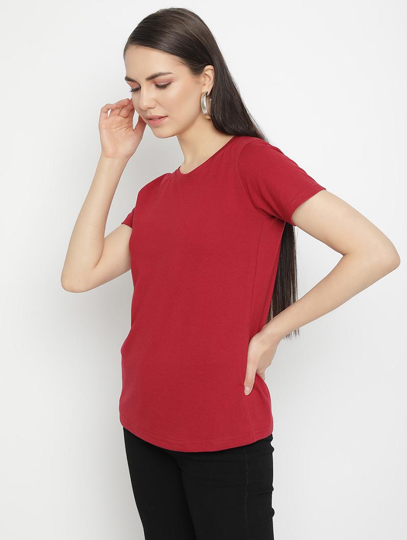 maroon cotton regular tshirt - 21290760 - Standard Image - 1