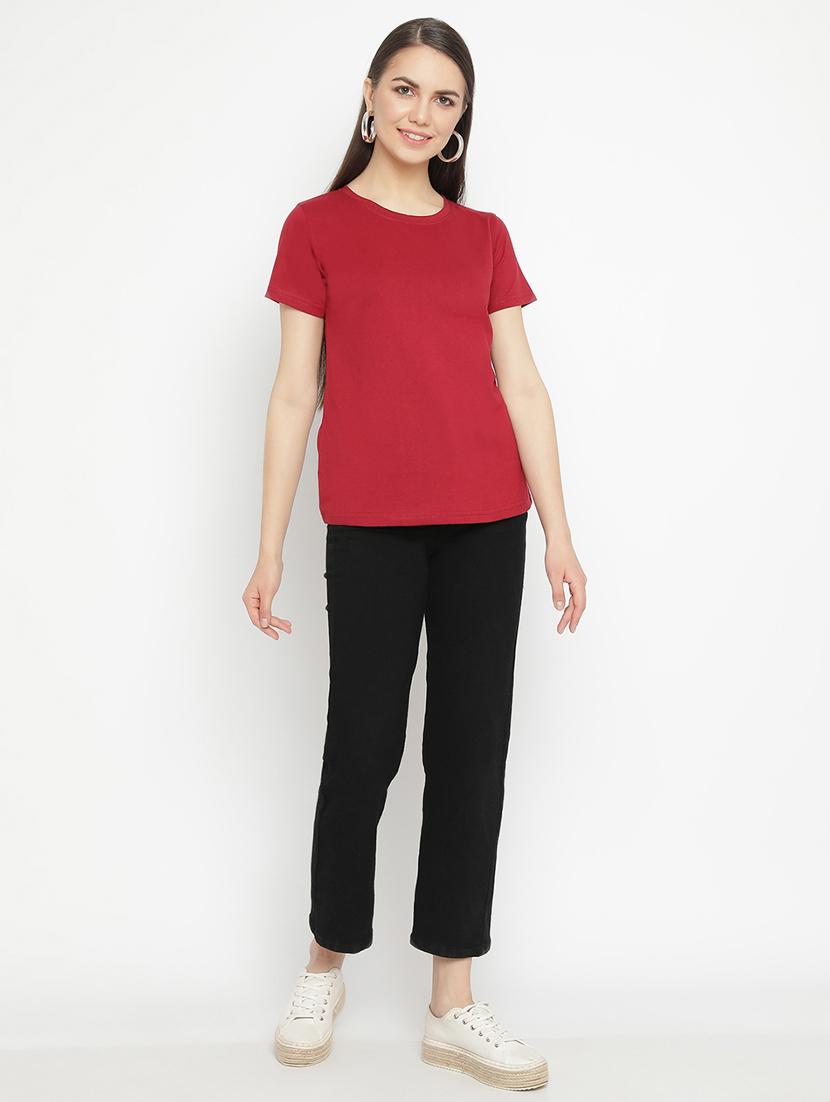 maroon cotton regular tshirt - 21290760 - Standard Image - 4