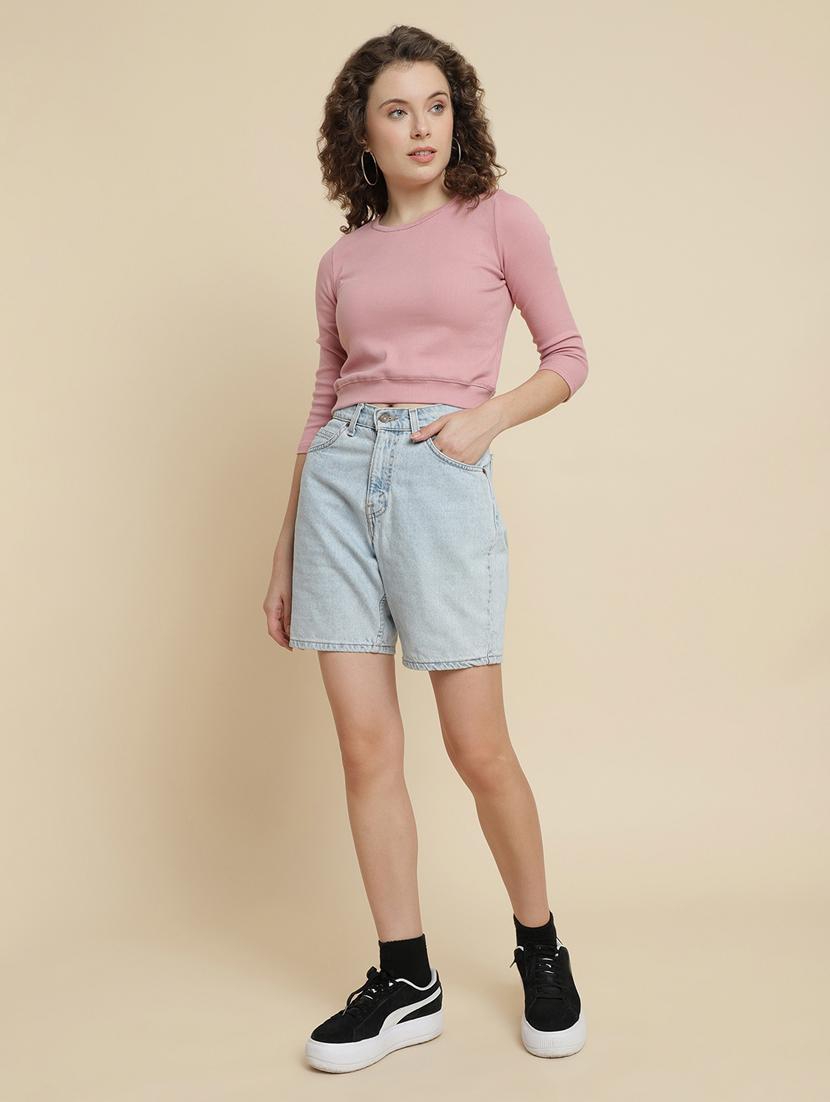 peach cotton blend crop tshirt - 21290771 - Standard Image - 4