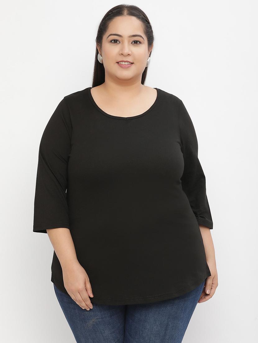 black cotton regular tshirt - 21290777 - Standard Image - 1