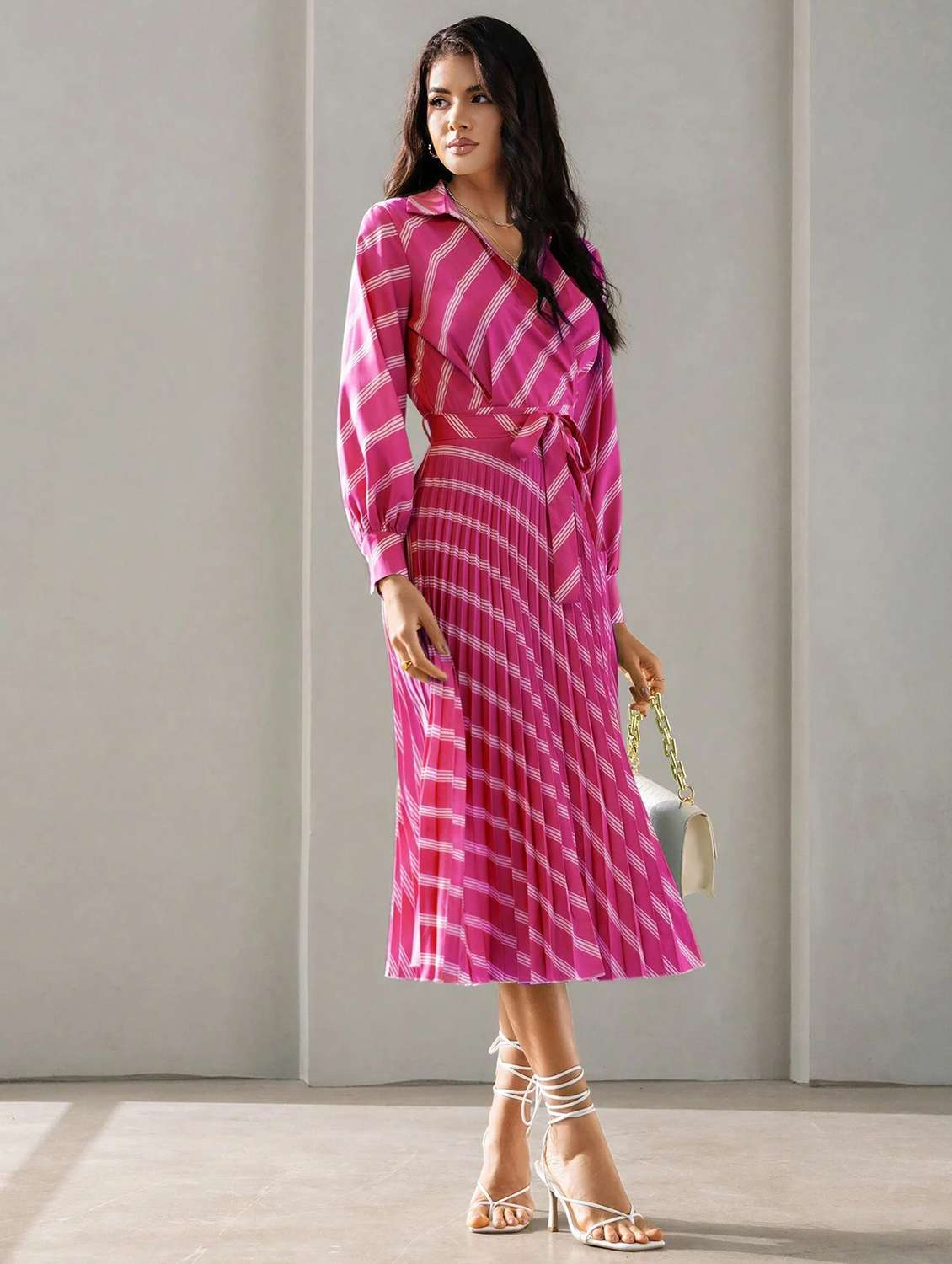 women stripes wrap dress - 21290813 - Standard Image - 1