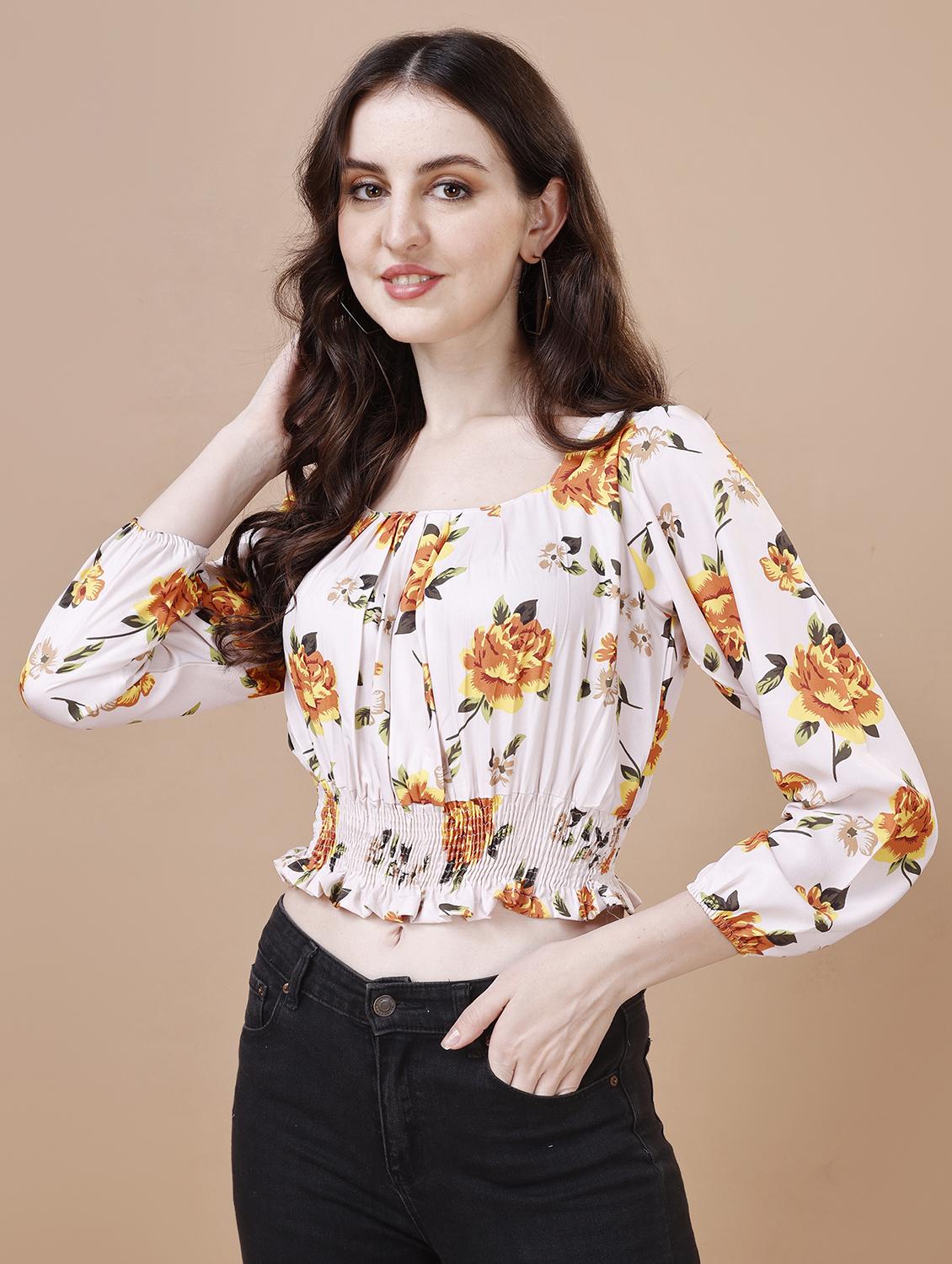 women printed crop top - 21290939 - Standard Image - 1