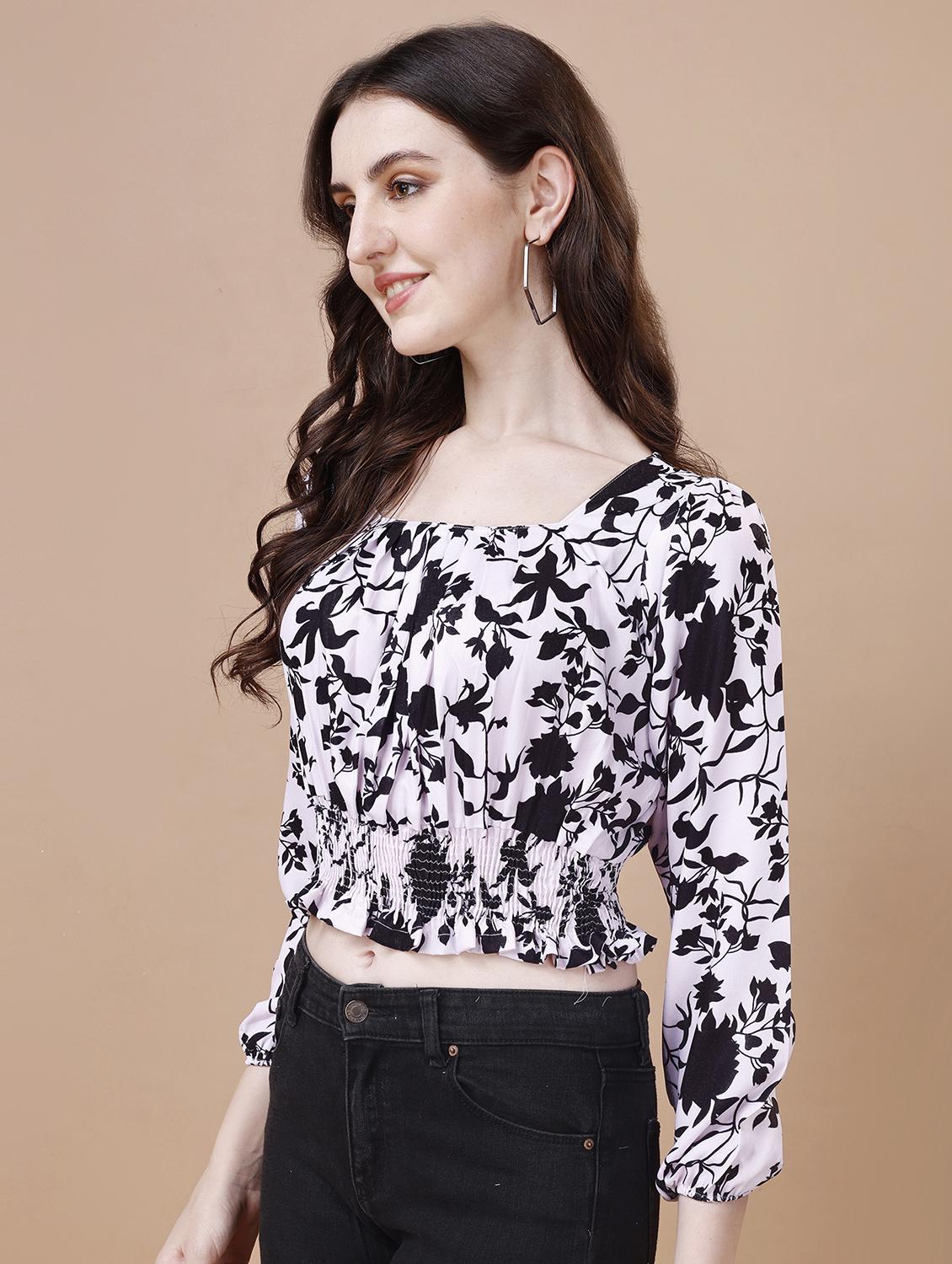 women printed crop top - 21290940 - Standard Image - 1