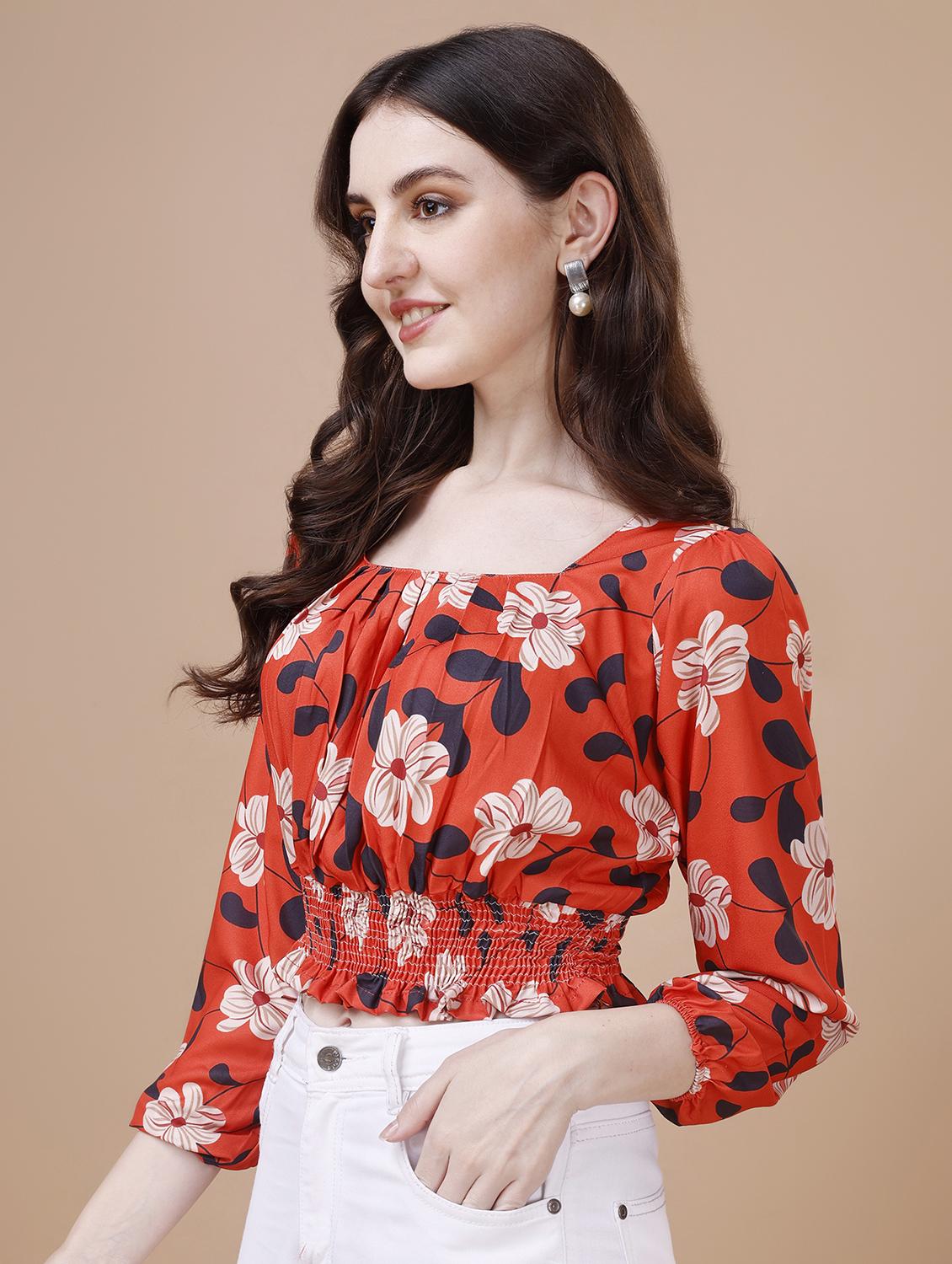 orange polyester crop top - 21290941 - Standard Image - 1