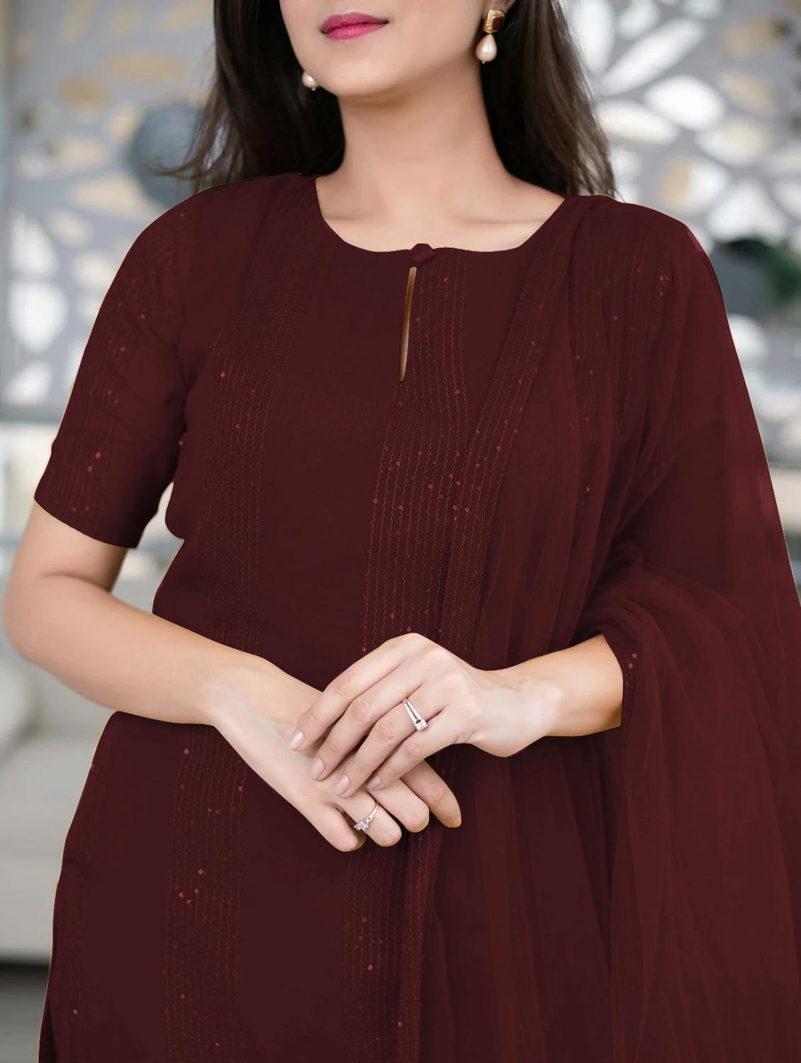 brown kurta dupatta set - 21291016 - Standard Image - 4