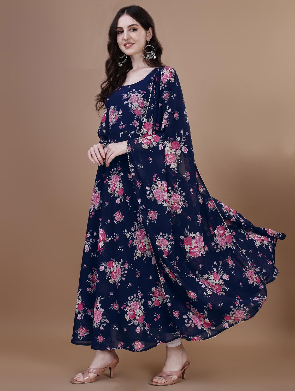 women floral print kurta dupatta set - 21291105 - Standard Image - 1