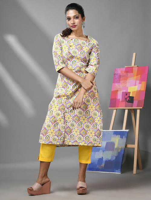 women three quarter sleeve straight kurta - 21291344 -  Standard Image - 0