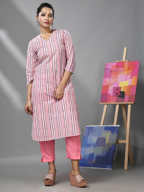 women three quarter sleeve straight kurta - 21291354 - Standard Image - 0