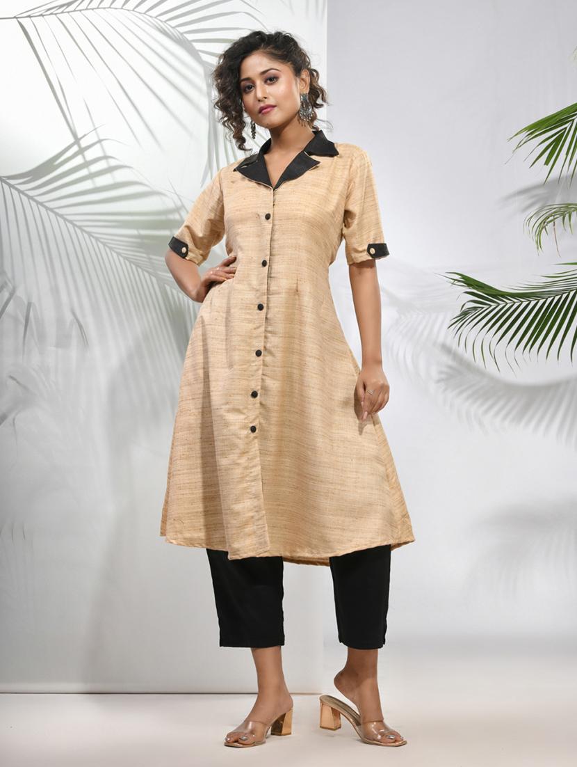 women three quarter sleeve a-line kurta - 21291381 -  Zoom Image - 0