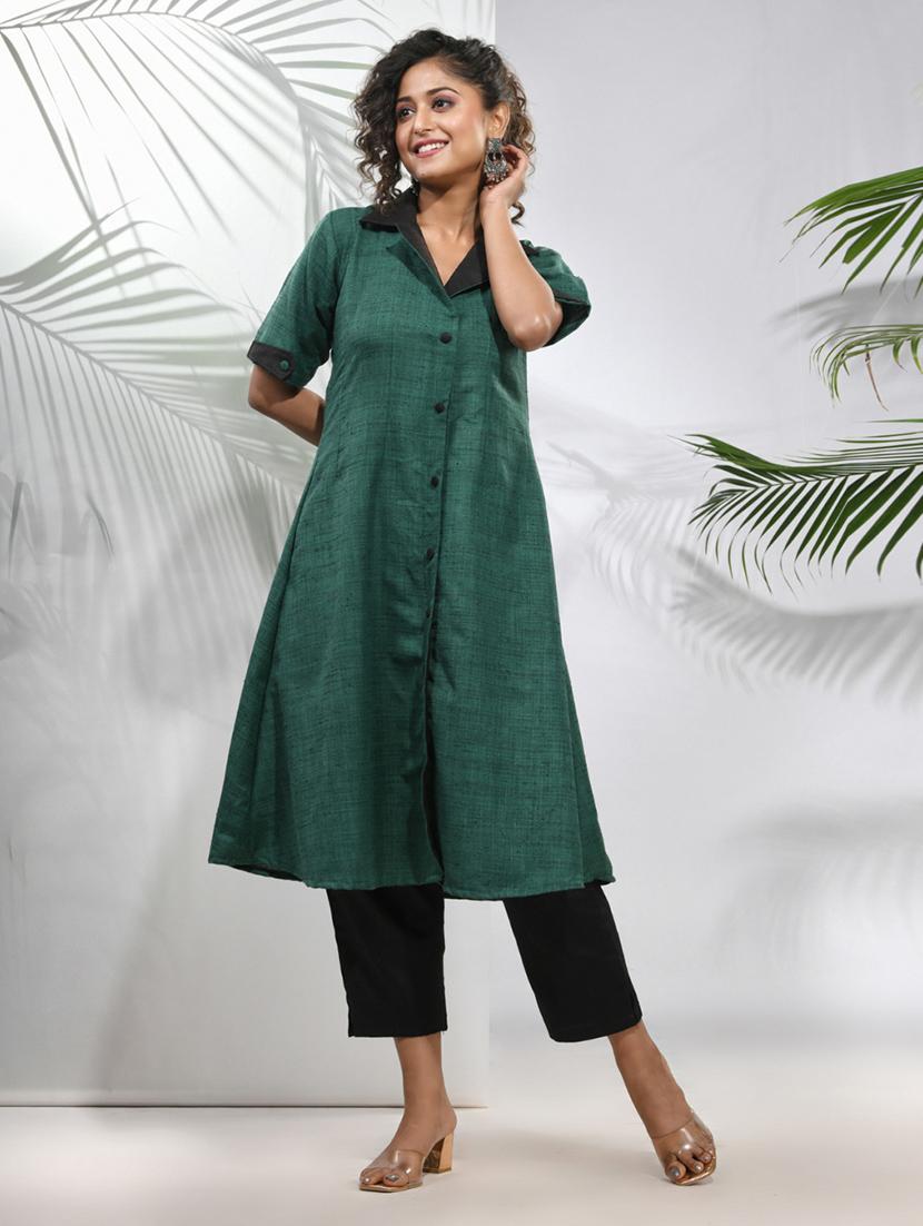 women three quarter sleeve a-line kurta - 21291382 -  Zoom Image - 0