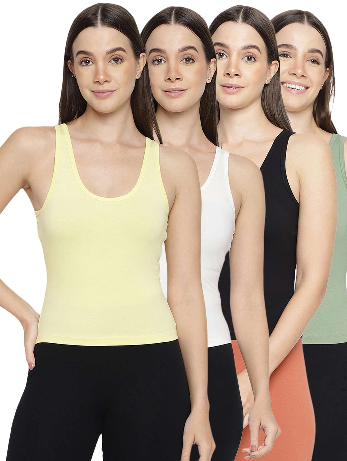 women pack of 4 solid camisoles